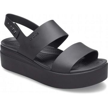 Sandalias Crocs Brooklyn Low Wedge Mujer Negros | Mexico 0560FDNM